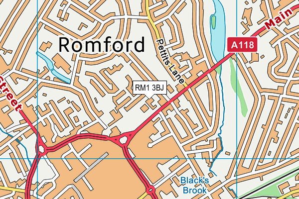 RM1 3BJ map - OS VectorMap District (Ordnance Survey)