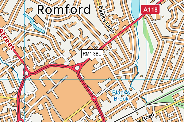 RM1 3BL map - OS VectorMap District (Ordnance Survey)