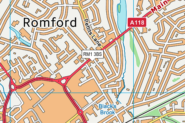 RM1 3BS map - OS VectorMap District (Ordnance Survey)