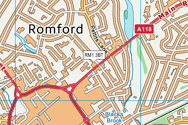 RM1 3BT map - OS VectorMap District (Ordnance Survey)