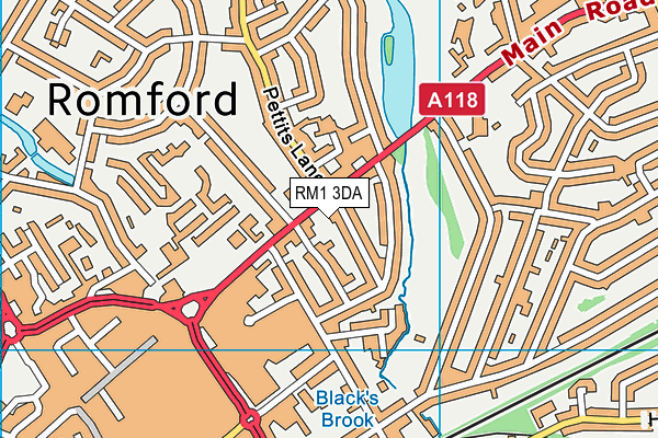 RM1 3DA map - OS VectorMap District (Ordnance Survey)