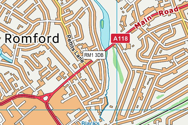 RM1 3DB map - OS VectorMap District (Ordnance Survey)