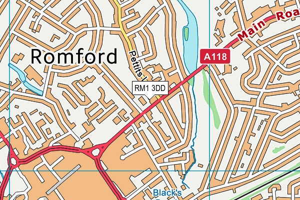 RM1 3DD map - OS VectorMap District (Ordnance Survey)