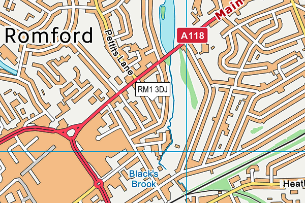 RM1 3DJ map - OS VectorMap District (Ordnance Survey)