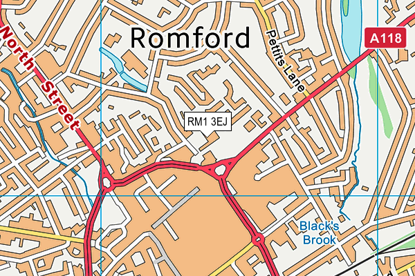 RM1 3EJ map - OS VectorMap District (Ordnance Survey)