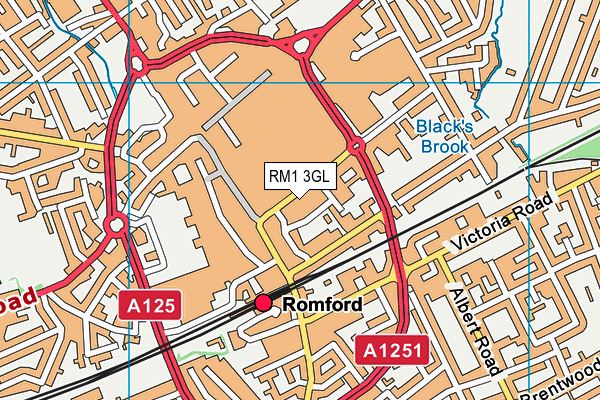 RM1 3GL map - OS VectorMap District (Ordnance Survey)