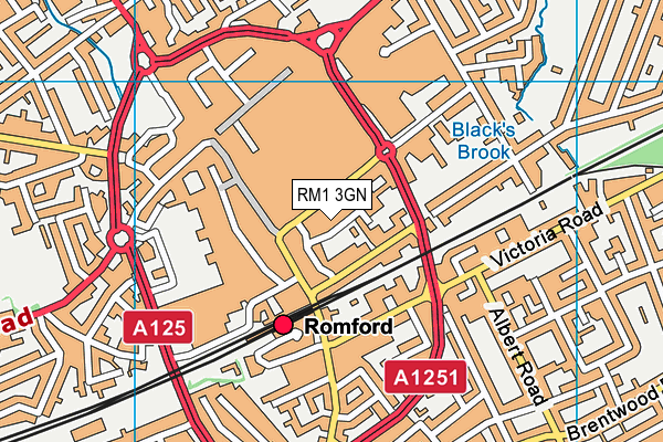 RM1 3GN map - OS VectorMap District (Ordnance Survey)