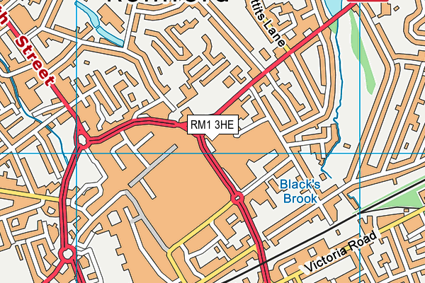 RM1 3HE map - OS VectorMap District (Ordnance Survey)