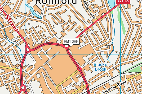 RM1 3HF map - OS VectorMap District (Ordnance Survey)