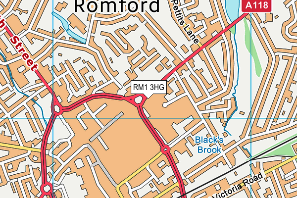 RM1 3HG map - OS VectorMap District (Ordnance Survey)