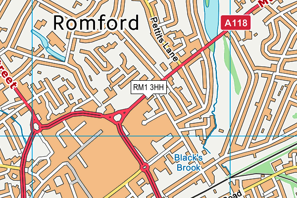 RM1 3HH map - OS VectorMap District (Ordnance Survey)