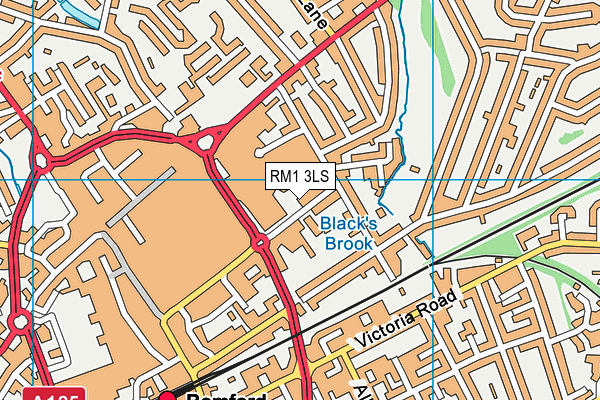 RM1 3LS map - OS VectorMap District (Ordnance Survey)