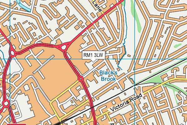 RM1 3LW map - OS VectorMap District (Ordnance Survey)
