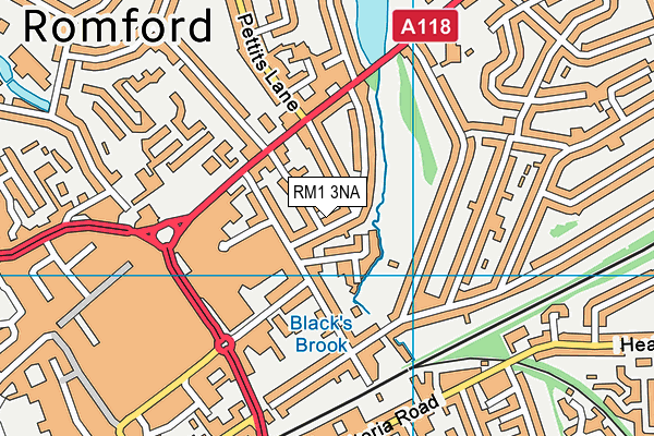 RM1 3NA map - OS VectorMap District (Ordnance Survey)