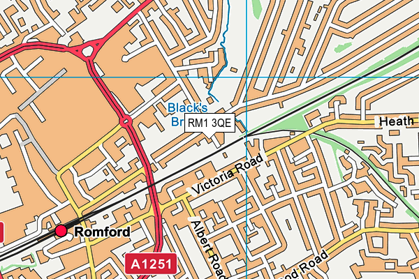 RM1 3QE map - OS VectorMap District (Ordnance Survey)