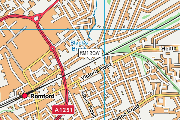 RM1 3QW map - OS VectorMap District (Ordnance Survey)