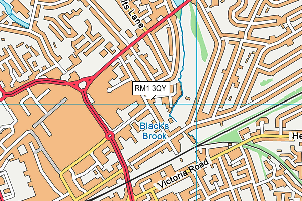 RM1 3QY map - OS VectorMap District (Ordnance Survey)