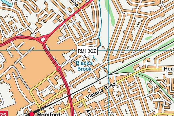 RM1 3QZ map - OS VectorMap District (Ordnance Survey)