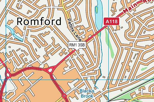 RM1 3SB map - OS VectorMap District (Ordnance Survey)