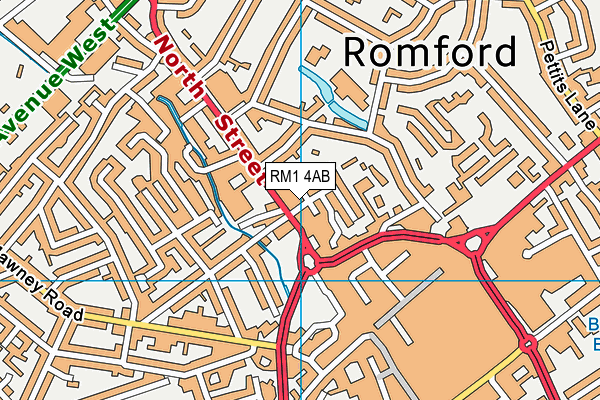 RM1 4AB map - OS VectorMap District (Ordnance Survey)