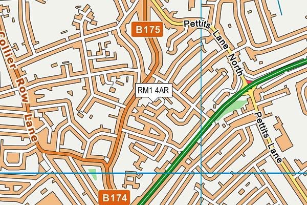 RM1 4AR map - OS VectorMap District (Ordnance Survey)