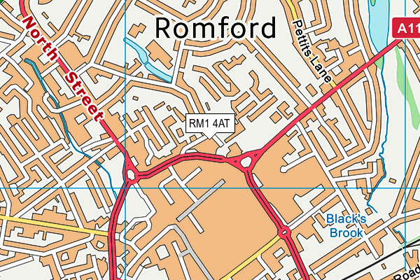 RM1 4AT map - OS VectorMap District (Ordnance Survey)