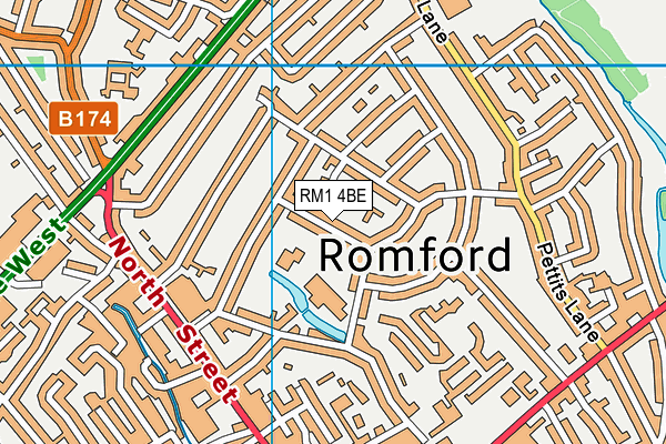 RM1 4BE map - OS VectorMap District (Ordnance Survey)