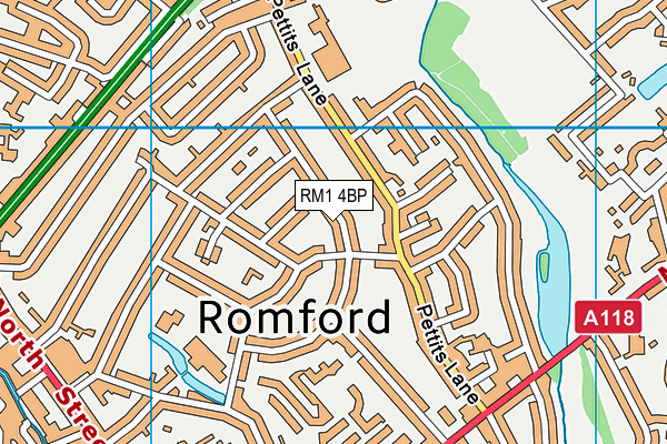 RM1 4BP map - OS VectorMap District (Ordnance Survey)