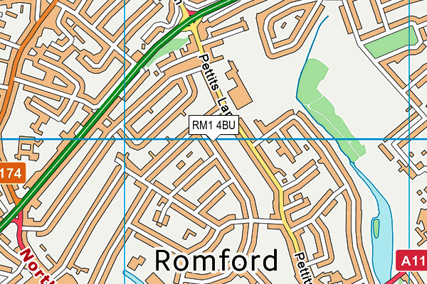 RM1 4BU map - OS VectorMap District (Ordnance Survey)