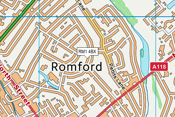 RM1 4BX map - OS VectorMap District (Ordnance Survey)