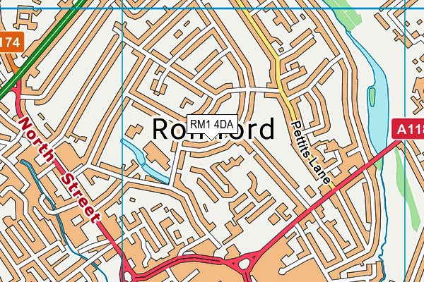 RM1 4DA map - OS VectorMap District (Ordnance Survey)