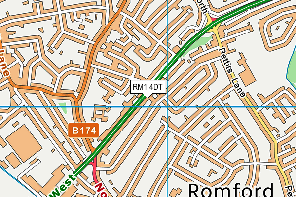 RM1 4DT map - OS VectorMap District (Ordnance Survey)