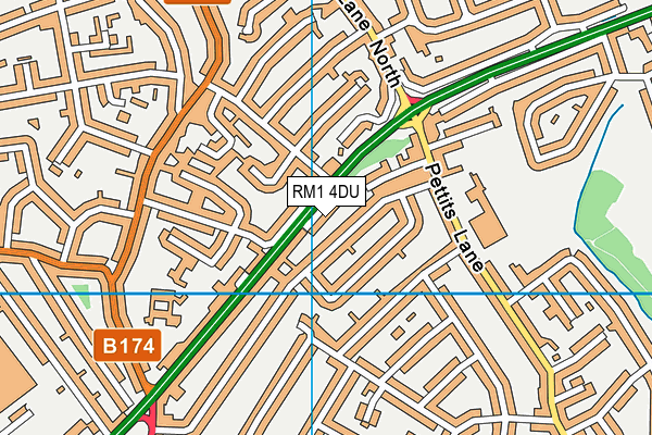 RM1 4DU map - OS VectorMap District (Ordnance Survey)