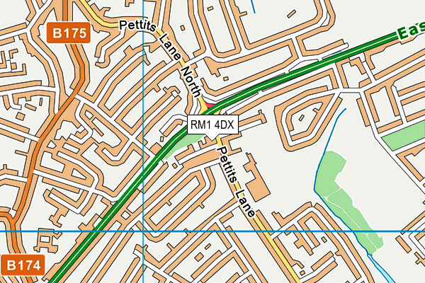 RM1 4DX map - OS VectorMap District (Ordnance Survey)
