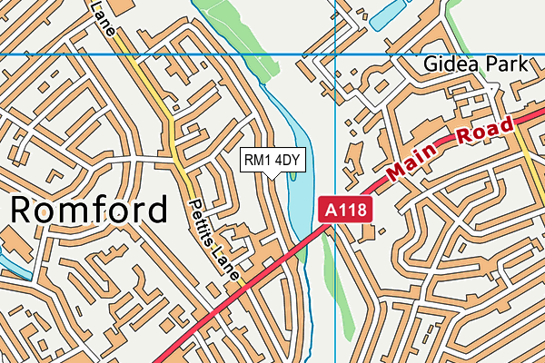 RM1 4DY map - OS VectorMap District (Ordnance Survey)