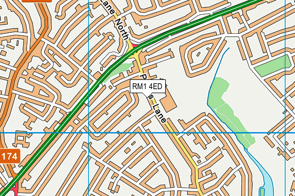 RM1 4ED map - OS VectorMap District (Ordnance Survey)