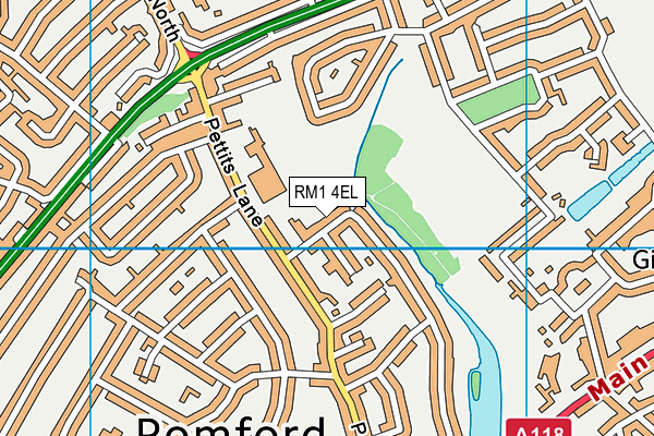 RM1 4EL map - OS VectorMap District (Ordnance Survey)