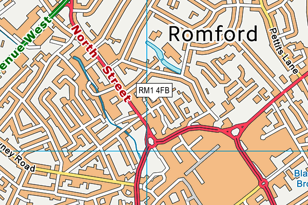 RM1 4FB map - OS VectorMap District (Ordnance Survey)