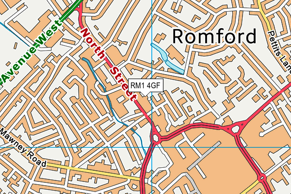 RM1 4GF map - OS VectorMap District (Ordnance Survey)