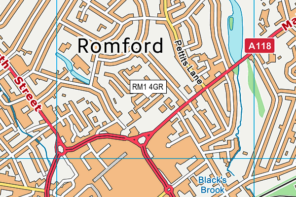 RM1 4GR map - OS VectorMap District (Ordnance Survey)