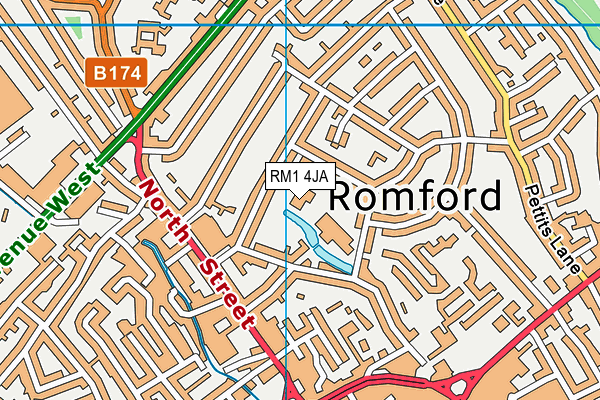 RM1 4JA map - OS VectorMap District (Ordnance Survey)