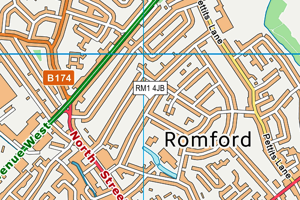 RM1 4JB map - OS VectorMap District (Ordnance Survey)