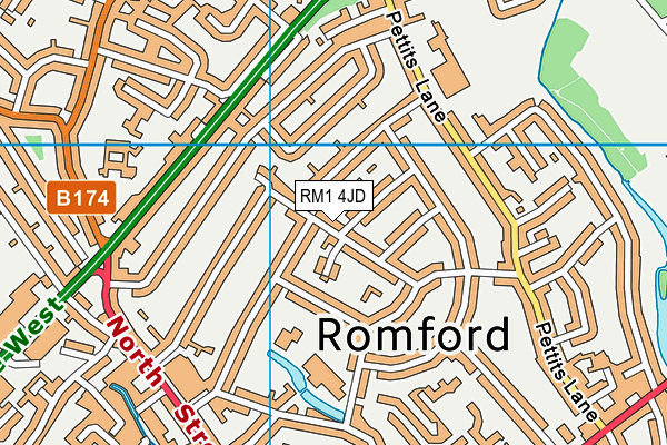 RM1 4JD map - OS VectorMap District (Ordnance Survey)