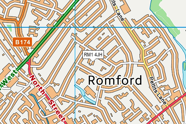 RM1 4JH map - OS VectorMap District (Ordnance Survey)