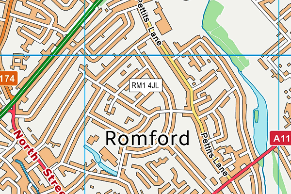 RM1 4JL map - OS VectorMap District (Ordnance Survey)