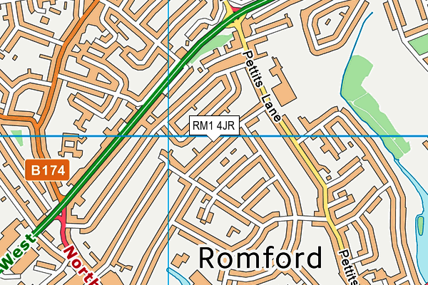 RM1 4JR map - OS VectorMap District (Ordnance Survey)