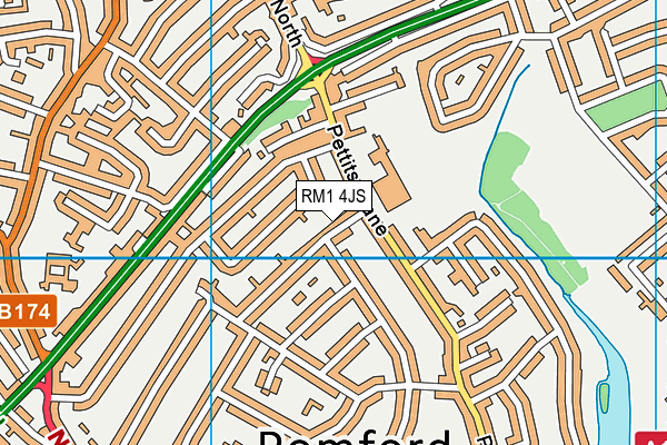 RM1 4JS map - OS VectorMap District (Ordnance Survey)