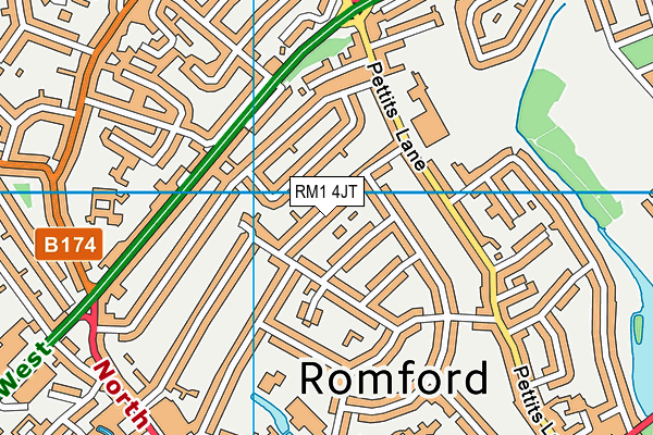 RM1 4JT map - OS VectorMap District (Ordnance Survey)