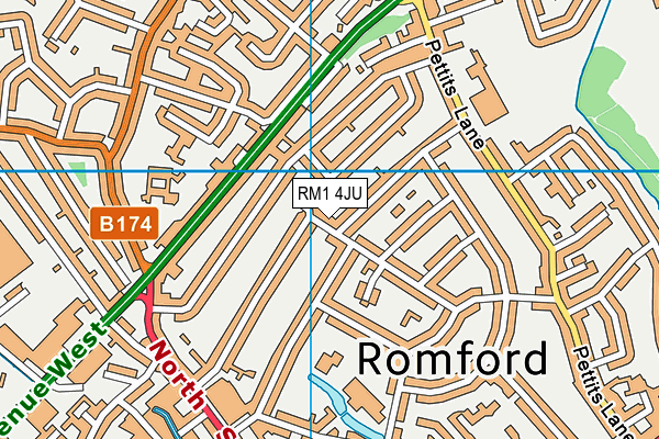 RM1 4JU map - OS VectorMap District (Ordnance Survey)