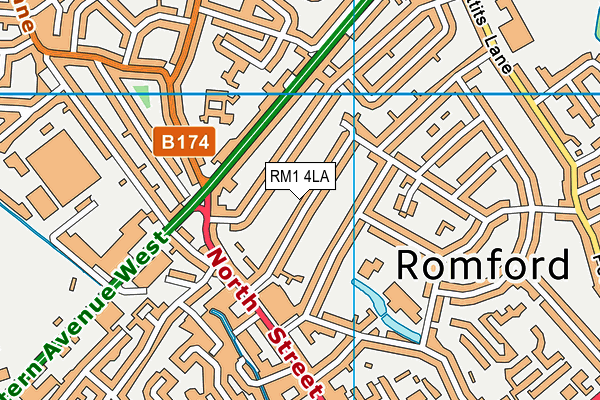RM1 4LA map - OS VectorMap District (Ordnance Survey)